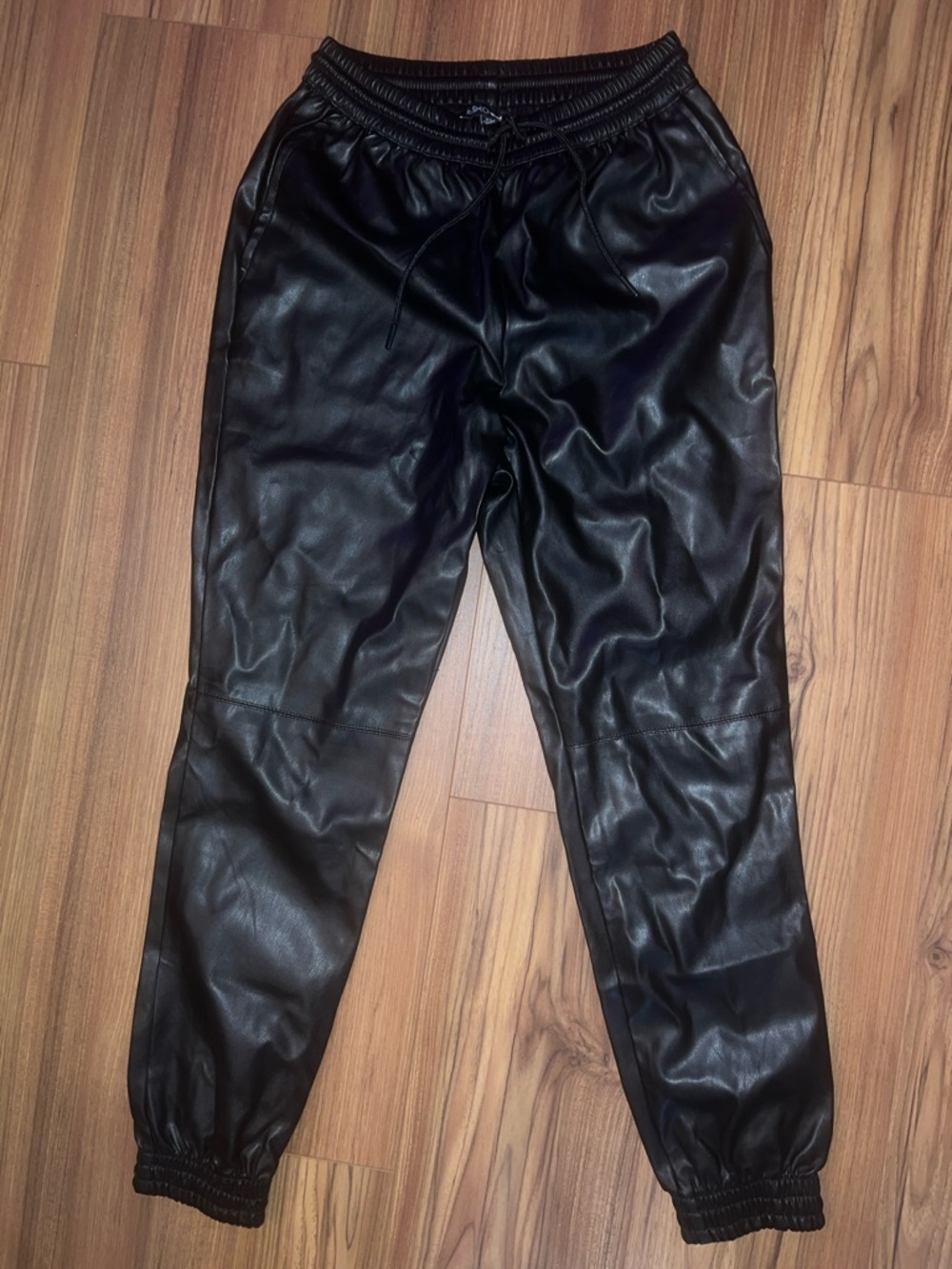 Fashion Nova Black Faux Leather Jogger Pants